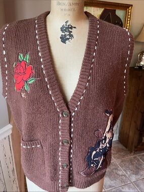 Rodeo Quincy Heaven Round Up vest sz M/L Western Sweater Vest